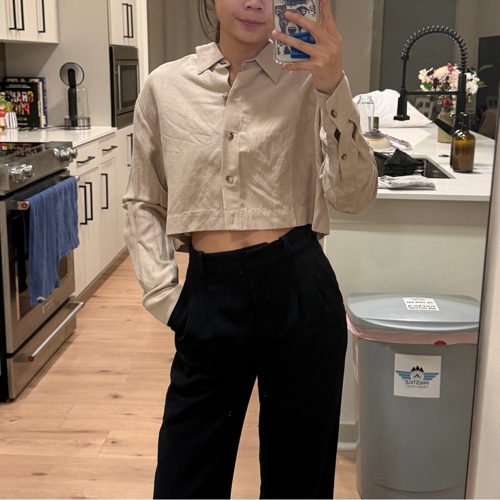Aritzia Proposal Linen Button Down Cropped Shirt - image 7